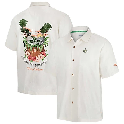 Men's Tommy Bahama White New Orleans Saints Coconut Matchup Camp Button-Up Shirt
