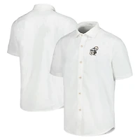 Chemise de camp boutonnée Tommy Bahama blanche New Orleans Saints Sport Coconut Point Palm Vista IslandZone pour hommes