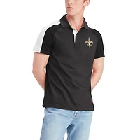 Polo à manches raglan Tommy Hilfiger New Orleans Saints Holden pour homme noir/blanc