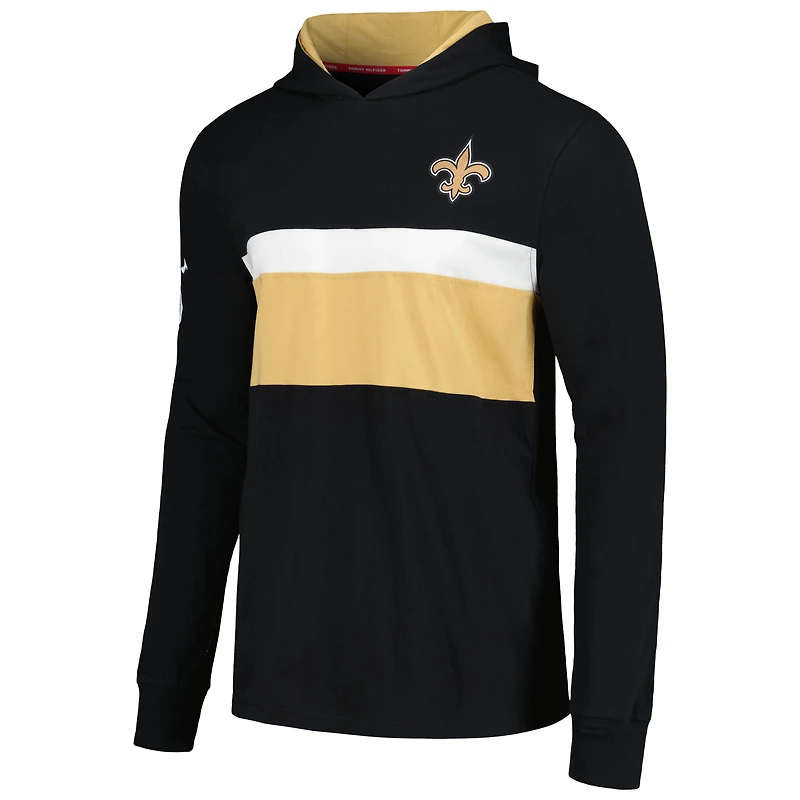 Men's Tommy Hilfiger Black New Orleans Saints Morgan Long Sleeve Hoodie T-Shirt