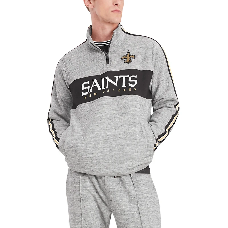 Veste Tommy Hilfiger pour hommes gris chiné New Orleans Saints Mario Quarter-Zip