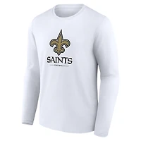 Men's  White New Orleans Saints Team Lockup Long Sleeve T-Shirt