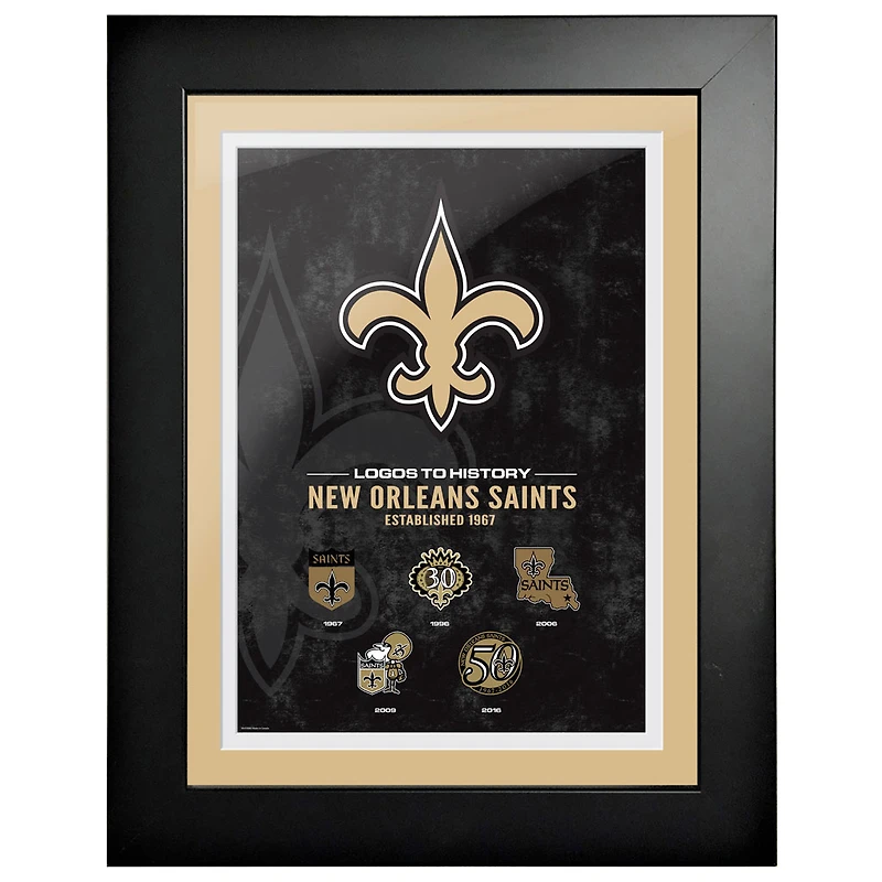 New Orleans Saints - 18'' x 24'' Logos to History Cadre encadré