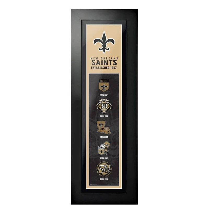 New Orleans Saints - 6'' x 22'' Logos to History Framed Art