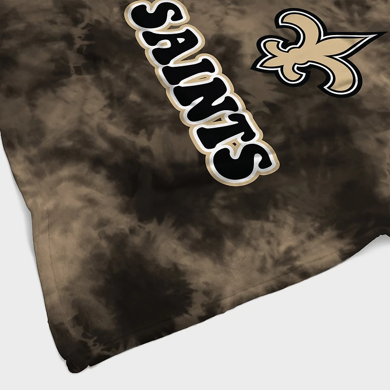 Couverture sherpa en flanelle tie-dye New Orleans Saints 60'' x 70''