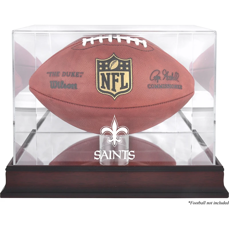 New Orleans Saints Mahogany Football Logo Display Case with Mirror Back