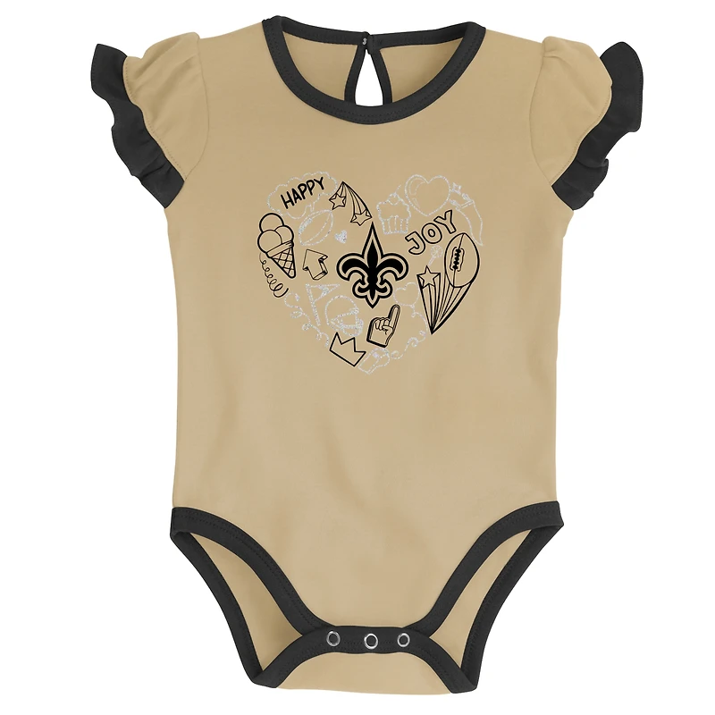 Ensemble de body deux pièces pour nouveau-né et nourrisson, noir/or Vegas, New Orleans Saints « Too Much Love »