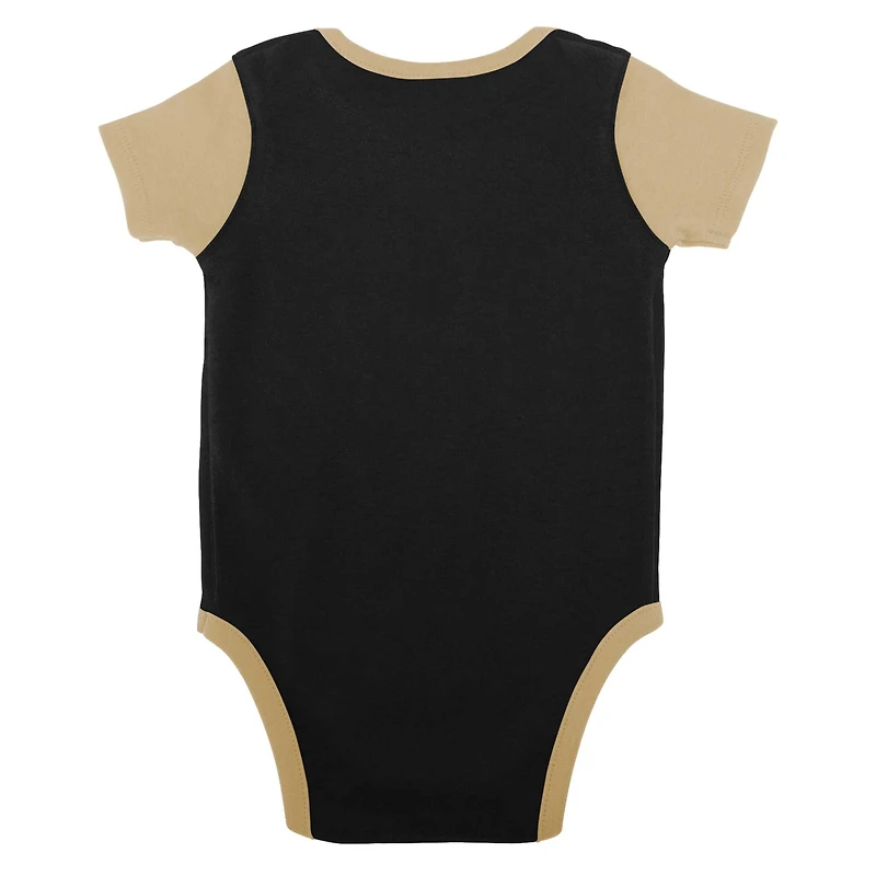 Newborn & Infant Black New Orleans Saints Home Field Advantage Three-Piece Bodysuit, Bib Booties Set