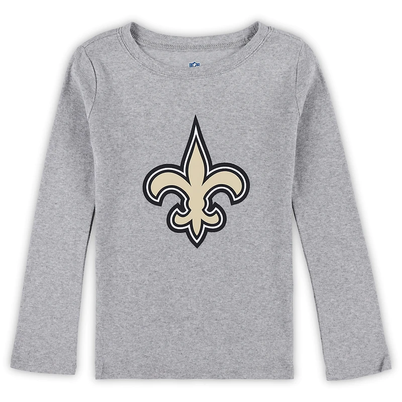 Ensemble de nuit t-shirt et pantalon à manches longues gris chiné pour enfants d'âge préscolaire New Orleans Saints