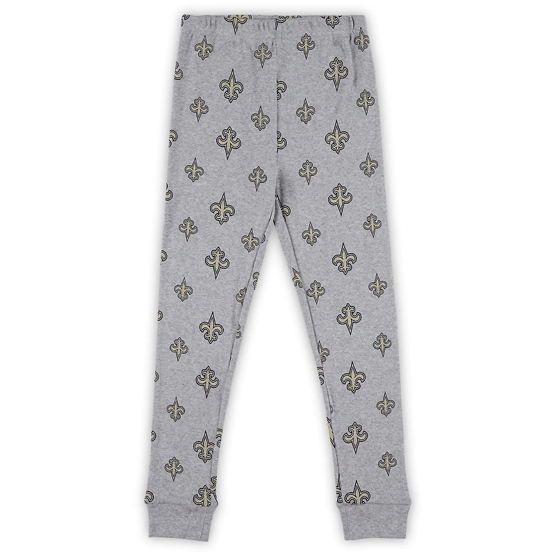 Ensemble de nuit t-shirt et pantalon à manches longues gris chiné pour enfants d'âge préscolaire New Orleans Saints