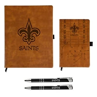 Ensemble-cadeau bloc-notes et stylo gravés au laser New Orleans Saints de Sparo