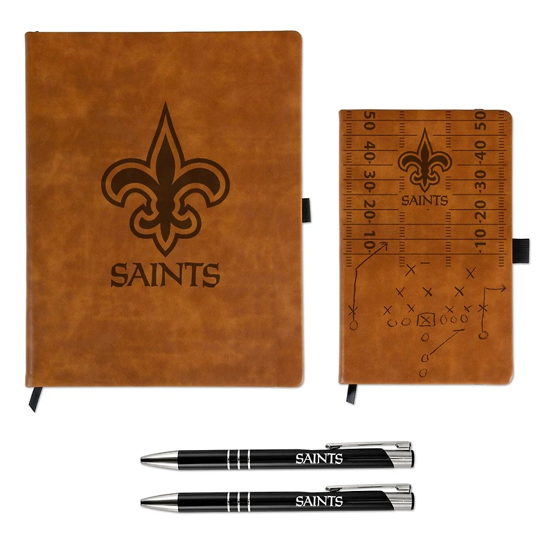 Ensemble-cadeau bloc-notes et stylo gravés au laser New Orleans Saints de Sparo