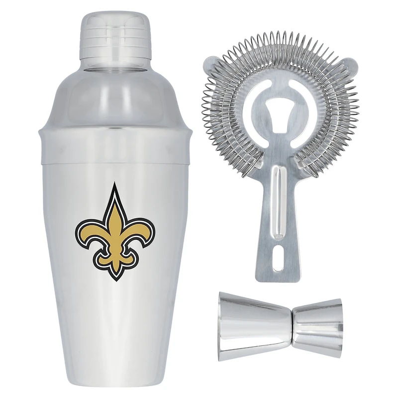 The Memory Company New Orleans Saints Ensemble shaker, passoire et doseur en acier inoxydable