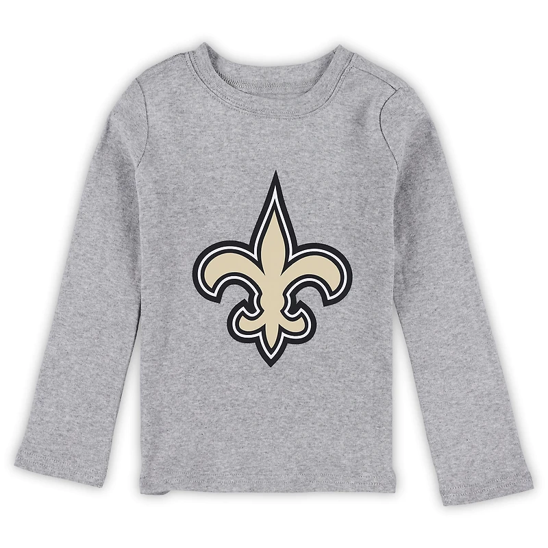 Ensemble de nuit pour tout-petits avec t-shirt à manches longues et pantalon gris chiné des Saints la Nouvelle-Orléans