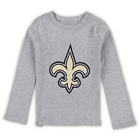Ensemble de nuit pour tout-petits avec t-shirt à manches longues et pantalon gris chiné des Saints la Nouvelle-Orléans