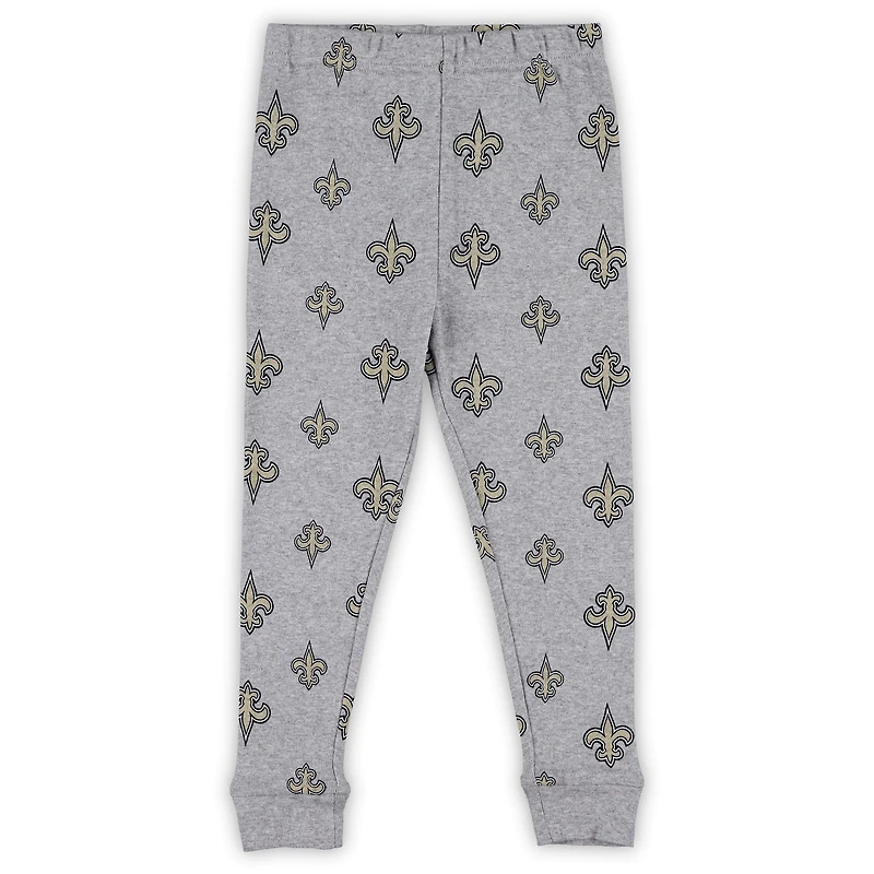 Ensemble de nuit pour tout-petits avec t-shirt à manches longues et pantalon gris chiné des Saints la Nouvelle-Orléans