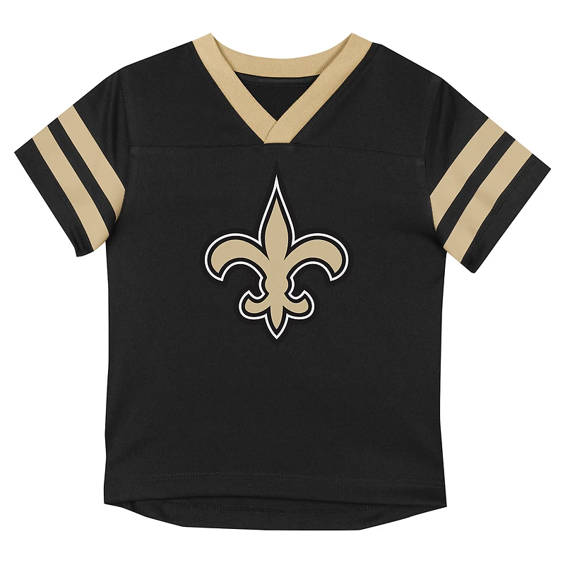 Toddler Outerstuff Black/Vegas Gold New Orleans Saints Red Zone V-Neck T-Shirt & Pants Set