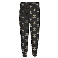 Toddler Outerstuff Black New Orleans Saints All-Over-Print Long Sleeve T-Shirt and Pants Sleep Set