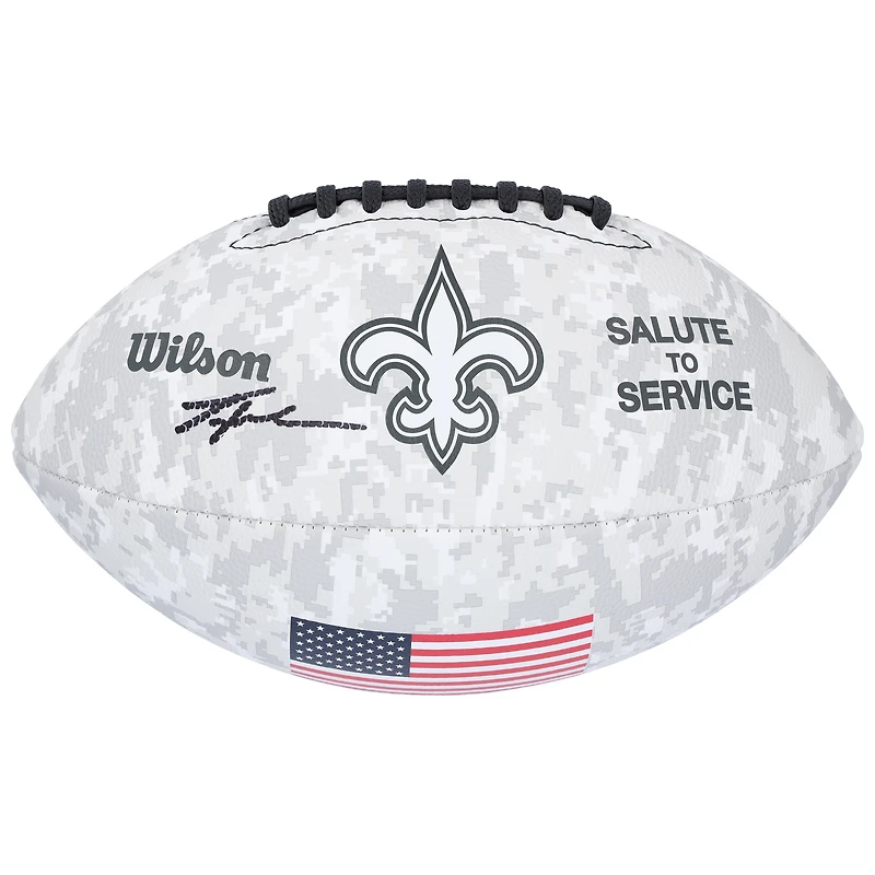 Tyler Shough New Orleans Saints Autographed 2024 Salute To Service Wilson Football