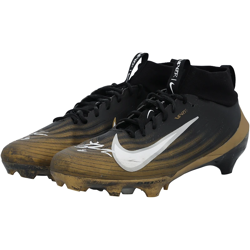 Tyler Shough New Orleans Saints Autographed Game-Used /Gold Nike Cleats from the 2025-26 NFL Season