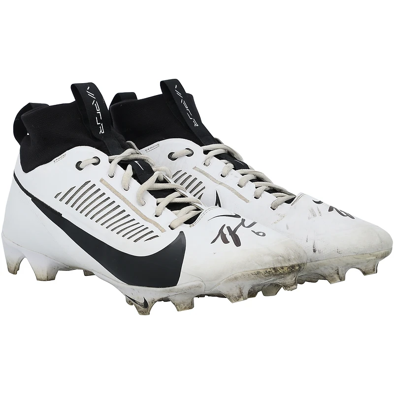 Tyler Shough New Orleans Saints Autographed Game-Used White/Black Nike Cleats from the 2025-26 NFL Season