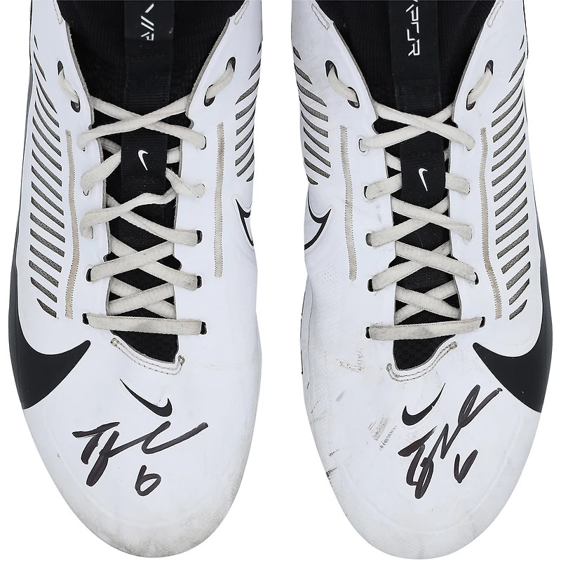Tyler Shough New Orleans Saints Autographed Game-Used White/Black Nike Cleats from the 2025-26 NFL Season