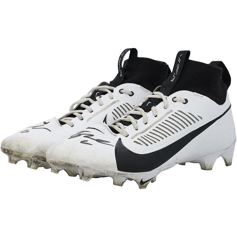 Tyler Shough New Orleans Saints Autographed Game-Used White/Black Nike Cleats from the 2025-26 NFL Season