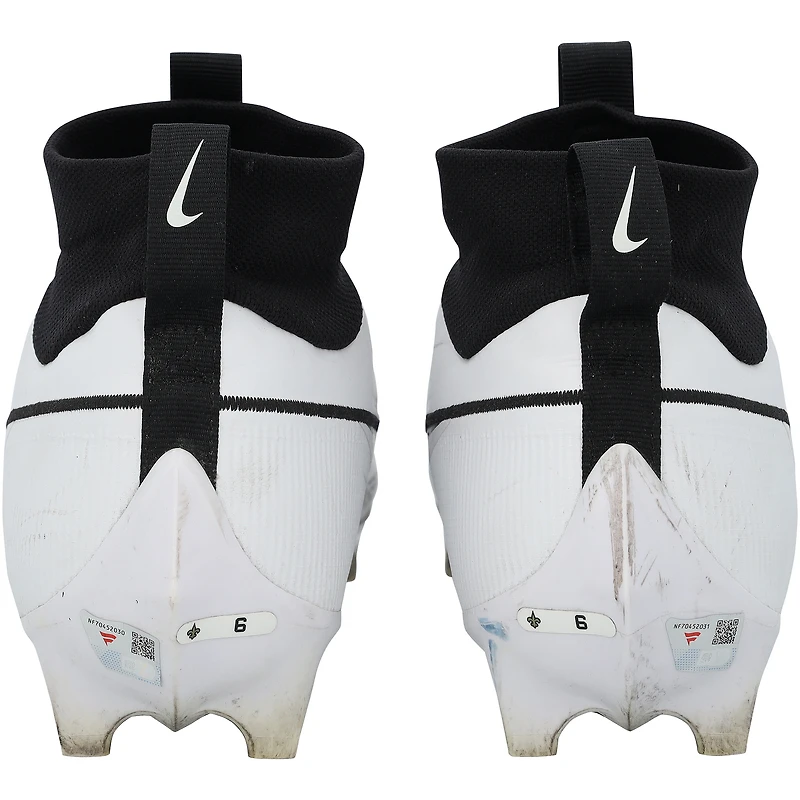 Tyler Shough New Orleans Saints Autographed Game-Used White/Black Nike Cleats from the 2025-26 NFL Season