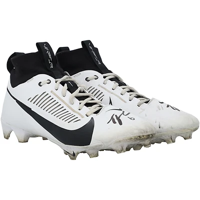 Tyler Shough New Orleans Saints Autographed Game-Used White/Black Nike Cleats from the 2025-26 NFL Season