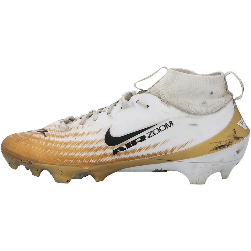 Tyler Shough New Orleans Saints Autographed Game-Used White/Gold Nike Cleats from the 2025-26 NFL Season