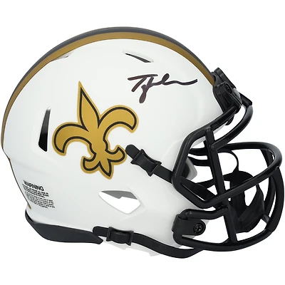 Mini-casque Riddell Lunar Speed ​​autographié par Tyler Shough, joueur des New Orleans Saints