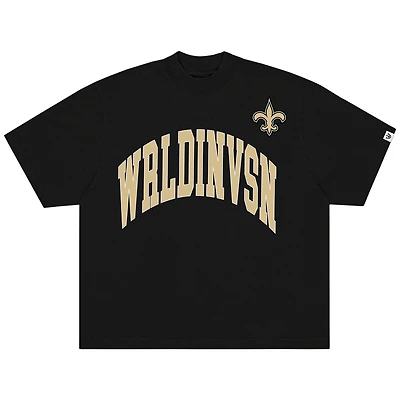 Unisex Black WRLDINVSN x New Orleans Saints Oversized Arch T-Shirt