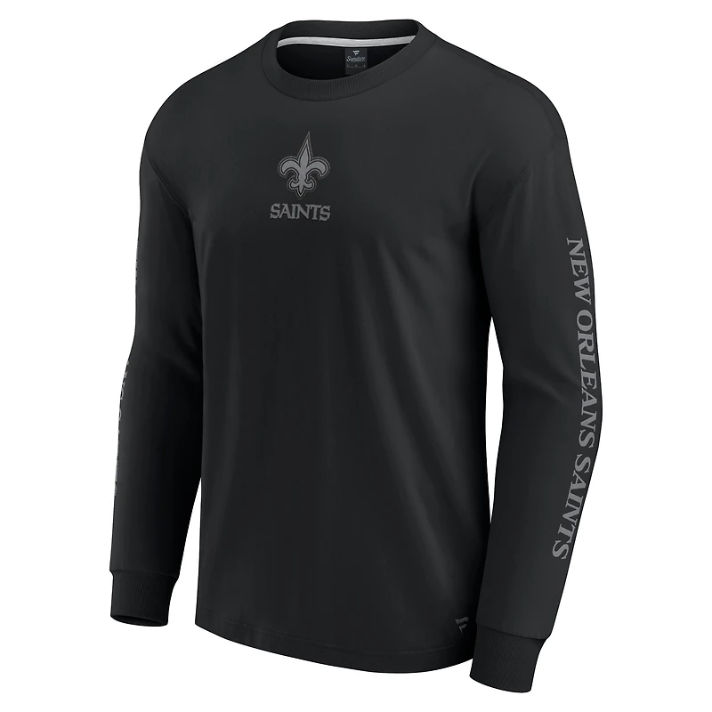 T-shirt unisexe à manches longues Fanatics noir des Saints de la Nouvelle-Orléans Elements Strive