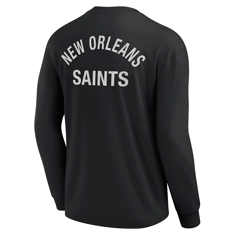 T-shirt unisexe Fanatics noir New Orleans Saints Elements super doux à manches longues