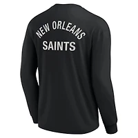 T-shirt unisexe Fanatics noir New Orleans Saints Elements super doux à manches longues