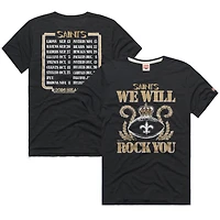Unisex Homage Charcoal New Orleans Saints 2026 NFL Schedule Queen Tri-Blend T-Shirt