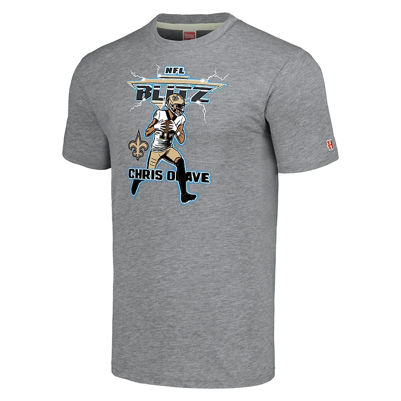 Unisex Homage Chris Olave Gray New Orleans Saints NFL Blitz Player Tri-Blend T-Shirt