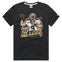 Unisex Homage Drew Brees Charcoal New Orleans Saints Classic Illustration Tri-Blend T-Shirt