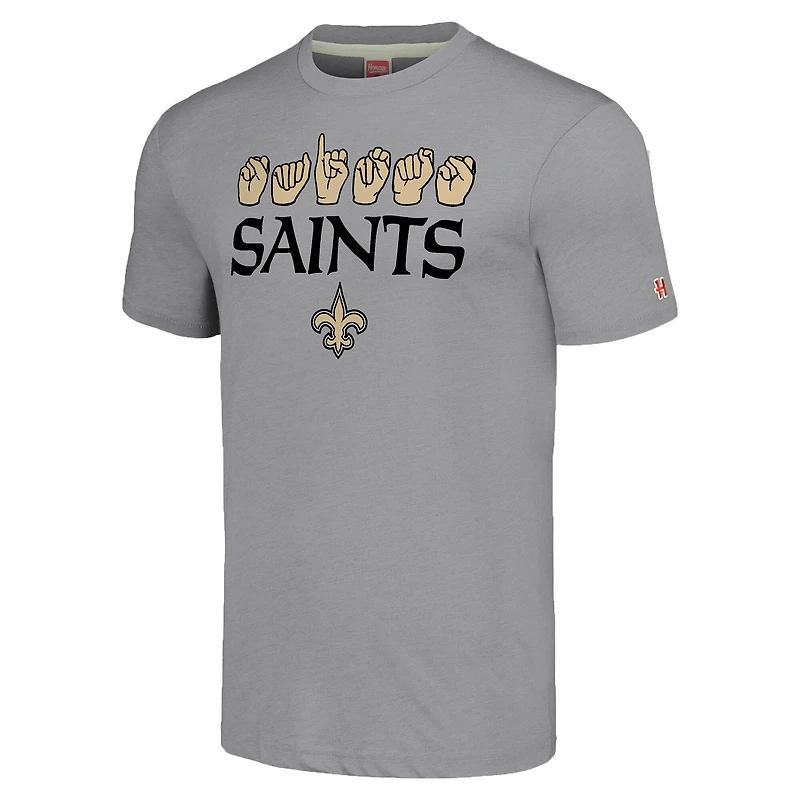 T-shirt unisexe gris hommage New Orleans Saints en langue des signes américaine