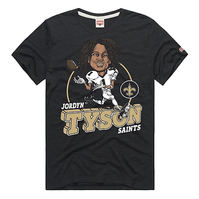 Unisex Homage Jordyn Tyson Charcoal New Orleans Saints Caricature Player Graphic Tri-Blend T-Shirt