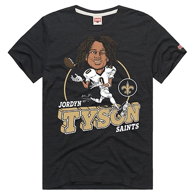 Unisex Homage Jordyn Tyson Charcoal New Orleans Saints Caricature Player Graphic Tri-Blend T-Shirt
