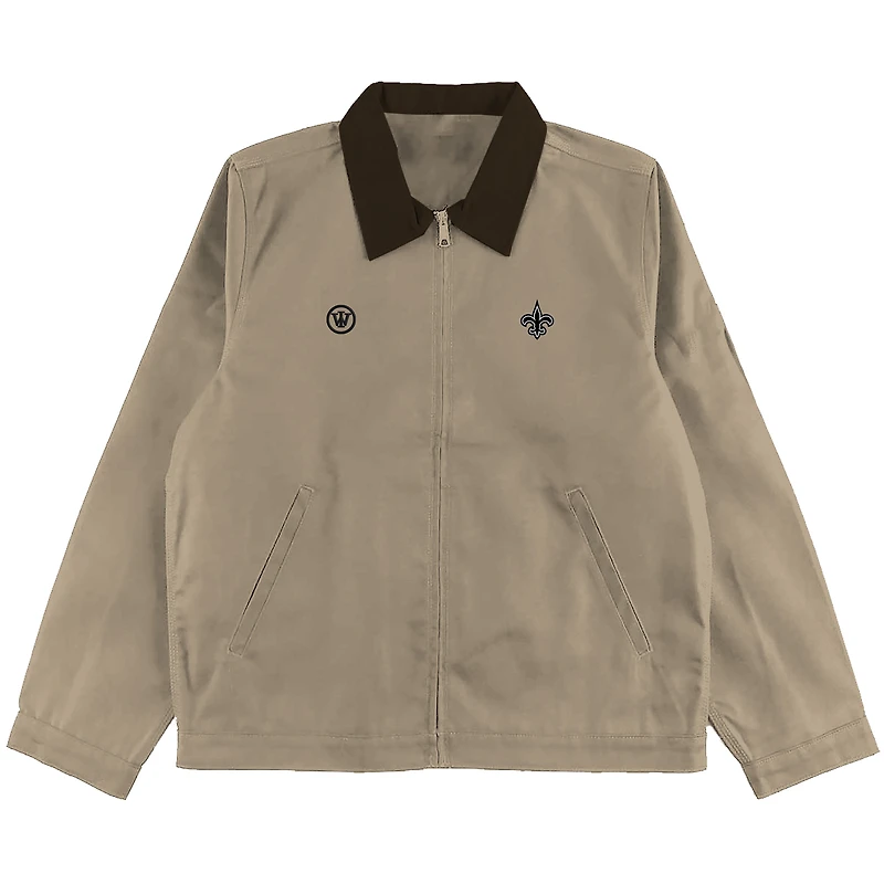 Unisex Khaki WRLDINVSN x New Orleans Saints Full-Zip Utility Jacket