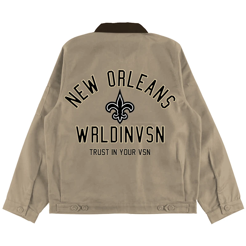 Unisex Khaki WRLDINVSN x New Orleans Saints Full-Zip Utility Jacket
