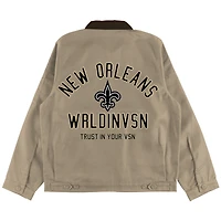 Unisex Khaki WRLDINVSN x New Orleans Saints Full-Zip Utility Jacket