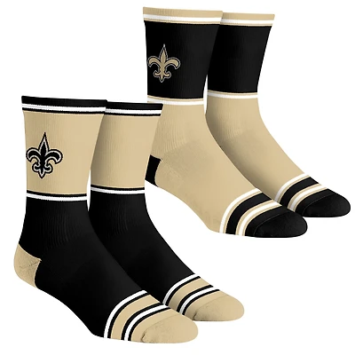 Unisex Rock Em Socks  New Orleans Saints 2-Pack Color Block Crew Set