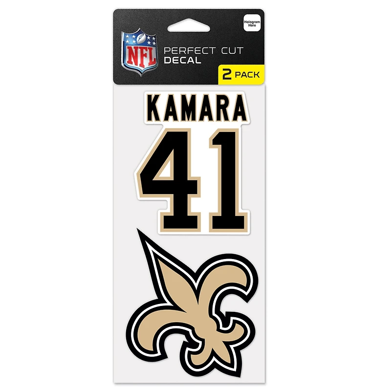 WinCraft Alvin Kamara New Orleans Saints Perfect Cut Lot de 2 joueurs – Lot de décalcomanies