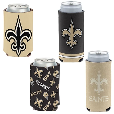 WinCraft Saints de la Nouvelle-Orléans, paquet de 4 12 oz. Ensemble refroidisseur de canettes et de canettes minces