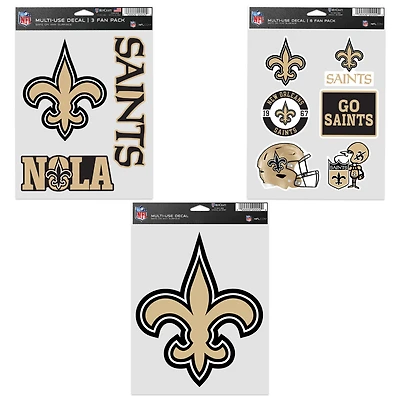 Lot de trois autocollants WinCraft pour supporters des New Orleans Saints