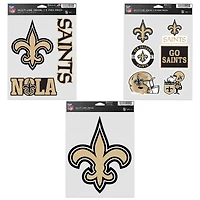 Lot de trois autocollants WinCraft pour supporters des New Orleans Saints