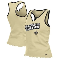 Women's New Era  Gold New Orleans Saints Lettuce Hem Notch Neck Tri-Blend Tank Top
